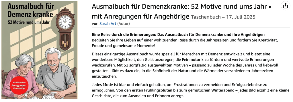 Kreative Kooperation mit Sarah Art – Ausmalbuch für&nbsp;Demenzkranke